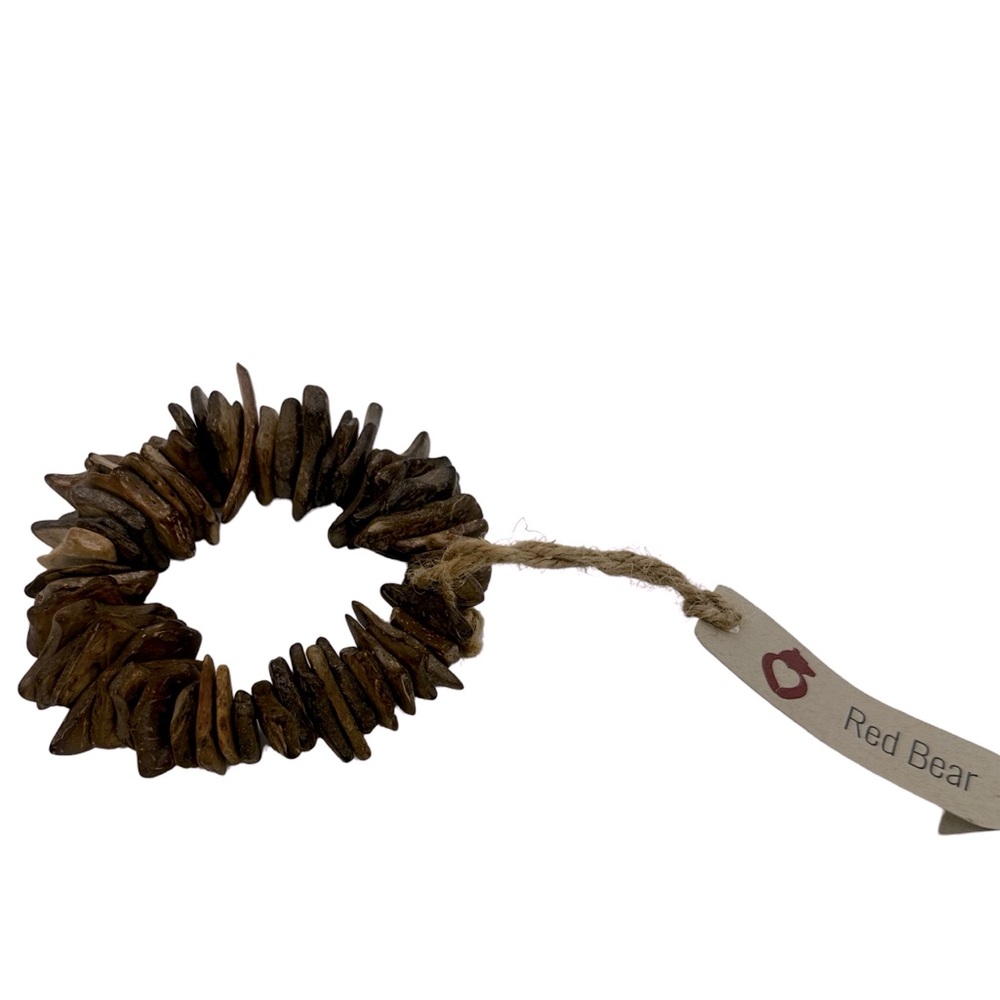 Handmade bracelet, one-of-a-kind coconut shells on heavy elastic cord